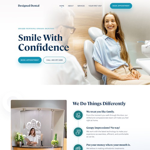 Home page for dental practice Design by monodeepsamanta