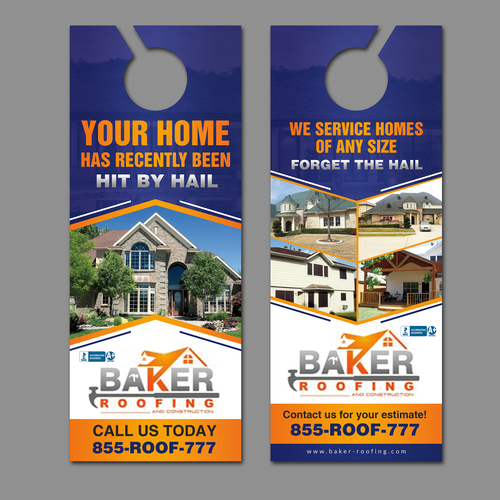 Grab my attention with a new door hanger for Baker Roofing! | Postcard ...