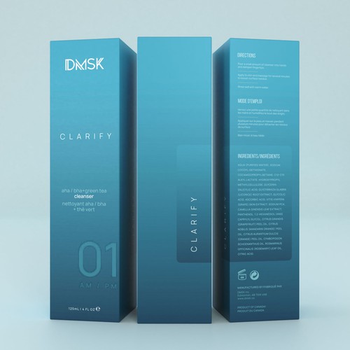 Luxury, high-end product box design for facial cleanser. Design by DG[Graphix]