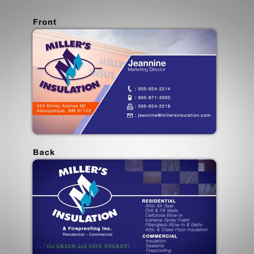 Business card design for Miller's Insulation Design by jayzmax