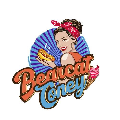 G-Rated Cartoon PinUp Girl girl logo for Retro Coney Hotdog restaurant Design by nindadian