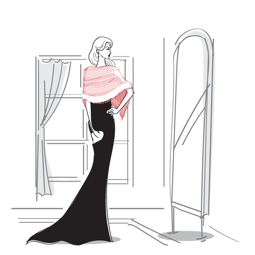 Series of mini "Ways to Wear" fashion illustrations for Women's Luxury Shawl Brand Design by damuhra