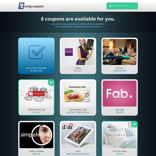 Coupon Landing Page For Moving Coupons Website Landing Page