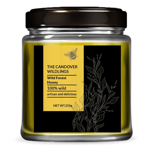 The Bees Need You! Wild Forest Honey Label Design. Design by Studio C7