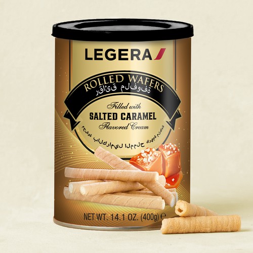 LEGERA Wafer Rolls Pack 125 gm - Salted Caramel Design by Davi Giolo ★