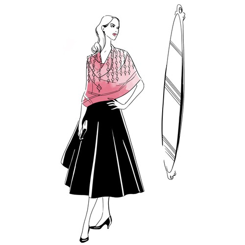 Series of mini "Ways to Wear" fashion illustrations for Women's Luxury Shawl Brand Ontwerp door Khalima