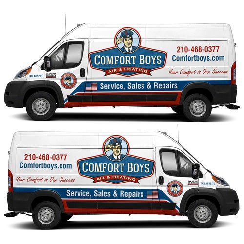 Comfort Boys Service Company New Retro Van Wrap Design Design by ezesol™