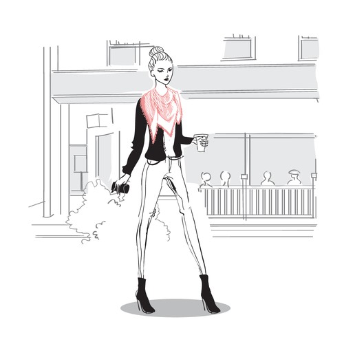 Series of mini "Ways to Wear" fashion illustrations for Women's Luxury Shawl Brand Design von damuhra