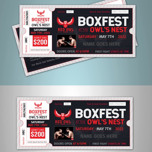 Live Boxing Event Ticket Design Design by 123Graphics