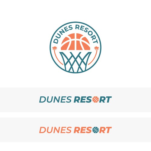 DUNESRESORT Basketball court logo. Design by Grid Estudio
