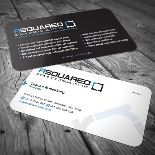 Help RSQUARED DATA & ELECTRICAL PTY LTD with a new stationery Ontwerp door Cole.