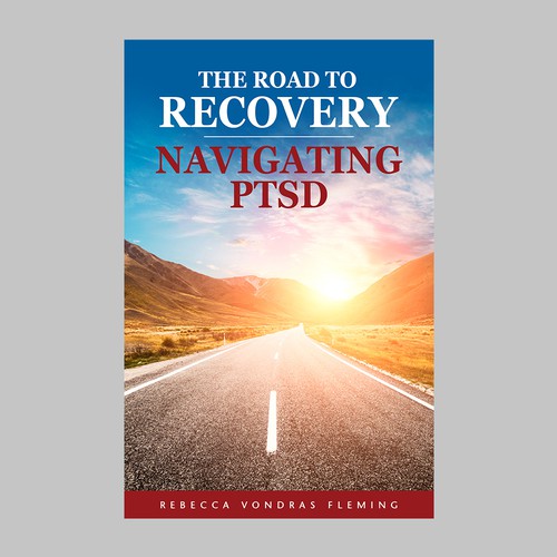 Design a book cover to grab attention for Navigating PTSD: The Road to Recovery Diseño de Digital Flame