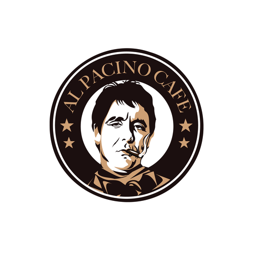 Logo for a high end Italian coffee shop with an Al Pacino theme. Diseño de MarsoulStudio