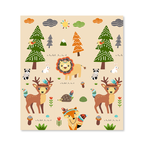 Illustration of kids playmat with animals Design by ies