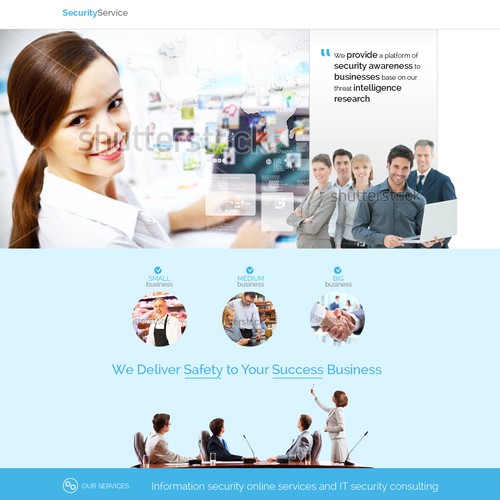 Professional as well as cool landing page for an innovative company that keep your business secure Design by miketjan