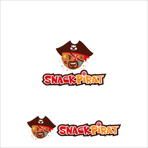 Pirate style logo for a food store (candy, snacks, beverages) Design by InkSay Design