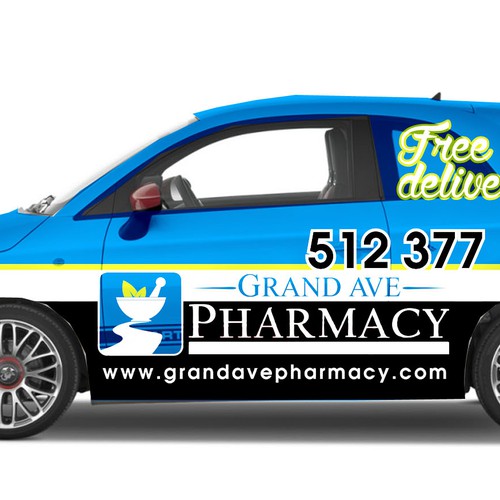 Pharmacy delivery car full wrap design Signage contest