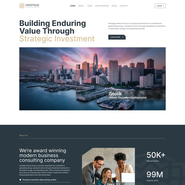 Landing Page Design for Investment Firm