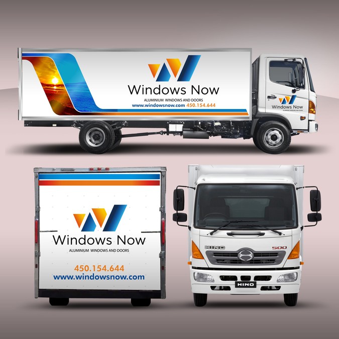 Create a modern illustration on a truck curtain for Windows Now. | Car ...