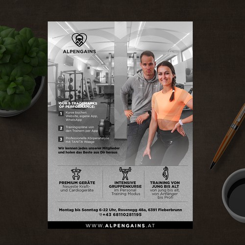 a5 poster design for special gym in the mountains / Community & Training... Design by ektadevesh