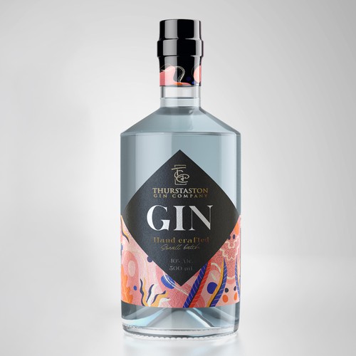 I am looking for the ultimate standout gin bottle label ,fresh ,colourful ,vibrant ,not to serious Design by ODDER STUDIO