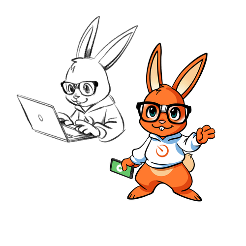 Cute geeky fun rabbit or monster for techies Design by STUDIO AG