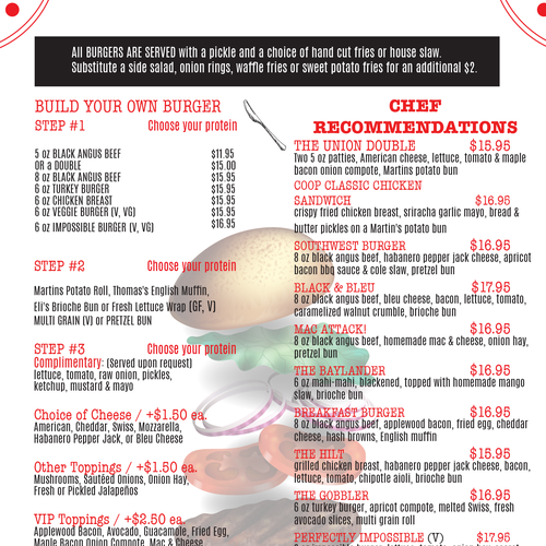 New Union Burger Bar Menu Design by RockPort ★ ★ ★ ★ ★