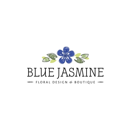 LOGO & BUSINESS CARD DESIGN FOR BLUE JASMINE LLC FLORAL DESIGN AND BOUTIQUE Design by Melanie Lauren