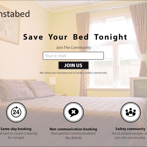 Landing page for simple, on-demand bed booking app Design by WebSmash Studio