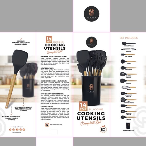 We need the best packaging for our Silicone Cooking Utensils Set Design by tomdesign.org