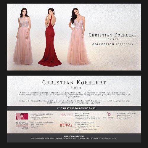 Flyer design for evening dress label needed to invite our customers to Exhibitions Design by _Blue_