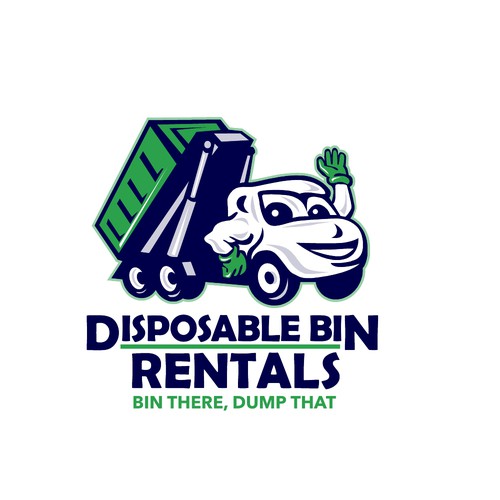 Cartoon-Style Truck Logo Design For Roll off Disposal Bin Rental ...