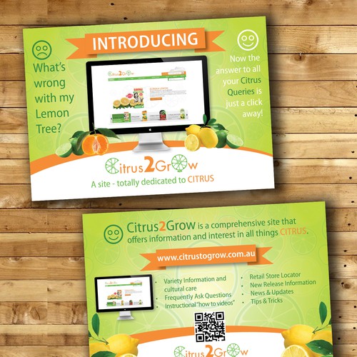 Citrus Site needs eye catching Promotional Post Card with zest and zing Design by Julie ✨