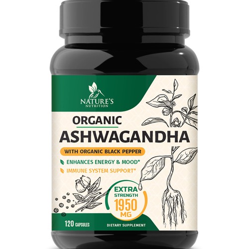 Natural Ashwagandha Capsules Design Needed for Nature's Nutrition Design réalisé par Wfemme