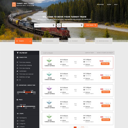 Train Ticket Website | Web page design contest