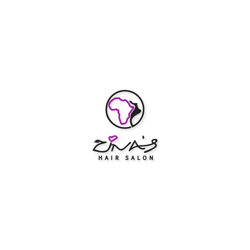 Showcase African Heritage and Glamour for Zina's Hair Salon Logo Design by gundulsdesign