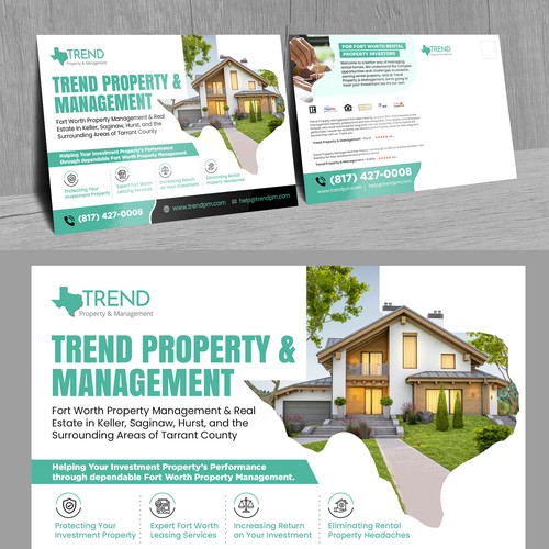 Catchy postcard designs that appeal to investment property owners -refer to our website for content Réalisé par Logicainfo ♥