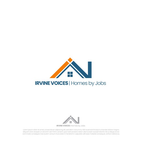 Irvine Voices - Homes for Jobs Logo Design by alxdryoga