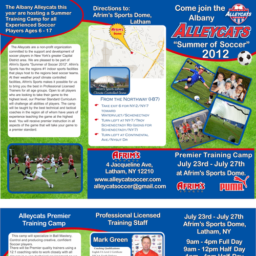 Soccer Camp Brochure wanted for Albany Alleycats Premier Soccer Club Diseño de Cm8647