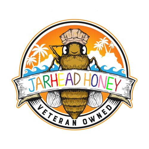 Exciting and Fun Honey Logo with ties to the Marine Corps Design by AlarArtStudio™