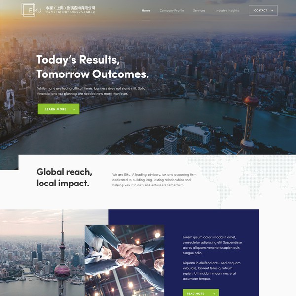 Design by T6S titled "Web design for Eiku Shanghai"
