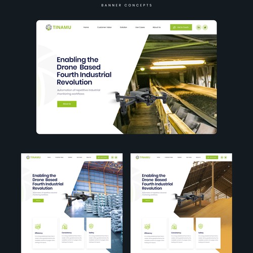 A powerful web design for a high-tech drone startup Design by ⚡️unbox.style⚡️