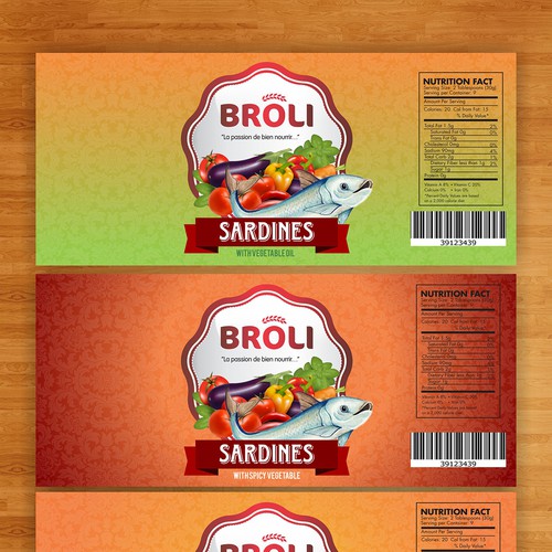 Wanted: New label for our BROLI sardines tins Design by atensebling