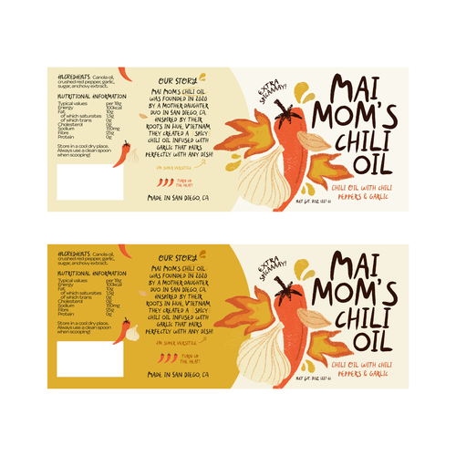 Eye catching packaging label for spicy chili oil jar Design by O1iviaTaylor