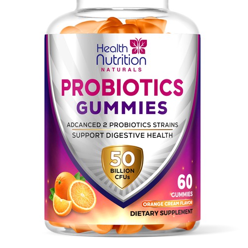 Healthy Probiotic Gummies Label needed for Health Nutrition Design by JOHN's_AlphaCreation