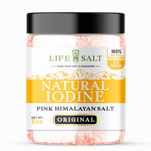 Label for Natural Iodine Pink Himalayan Salt that is fused with Seaweed Design by Design_byMe