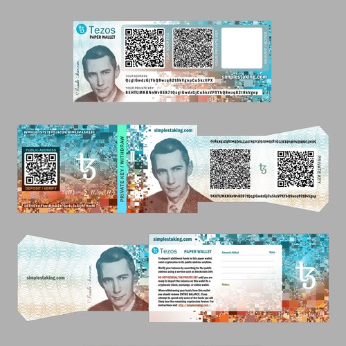 Paper wallet for Tezos crypto currency Ontwerp door Vitaga