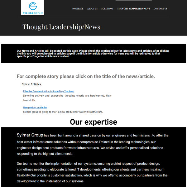 Landing page for a news page