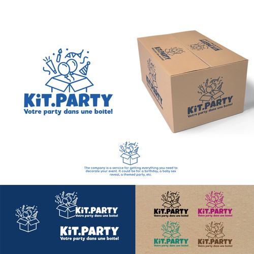 Design a fun logo for a businees offering a party in a box! Design by AdryQ