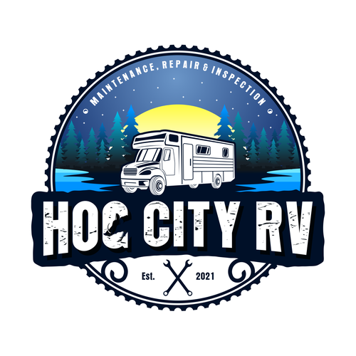 Design a retro/vintage camper logo for our RV Mobile Service business. Design by Hysteria!